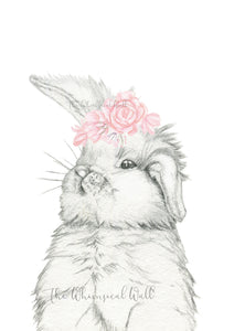 Bunny Drawing with flowers